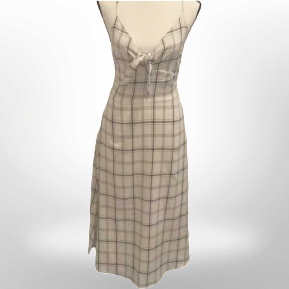 Crescent, Tie Front Victoire Plaid Midi Dress - Small - Picture 4 of 4